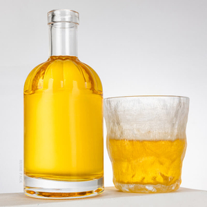 Bulbeux Cylindre d'épaule 350 ml Bouteille d'alcool en verre transparent