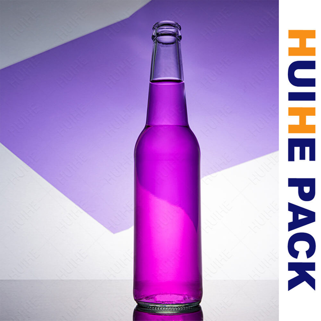 Bouteille de boisson p&eacute;tillante en verre cylindrique de 650 ml avec bouchon couronne