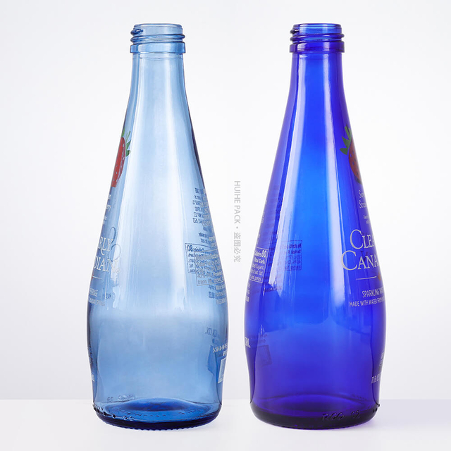 Bouteille d'eau en verre bleu cobalt de 325 ml avec couvercle à vis