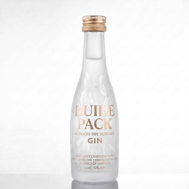 Mini bouteilles de tequila rondes en verre silex transparent de 50 ml