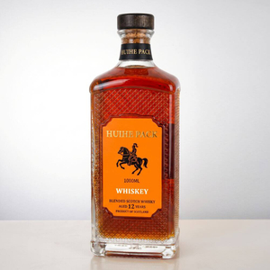 Bouteille d'alcool en verre carr&eacute; en relief de 1000 ml
