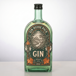 Bouteille d'alcool en verre long en forme de cou de 600 ml en forme de manche en forme de cou