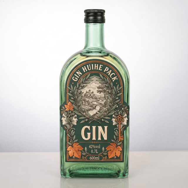 Bouteille d'alcool en verre long en forme de cou de 600 ml en forme de manche en forme de cou
