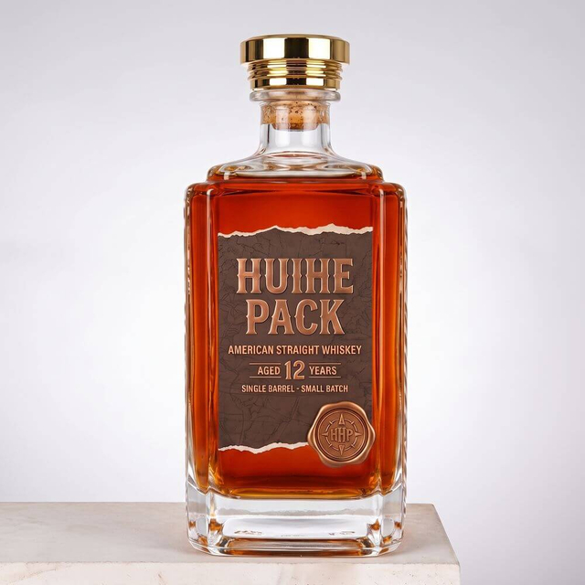 Bouteille de whisky en verre &agrave; prisme rectangulaire avec une meilleure adh&eacute;rence