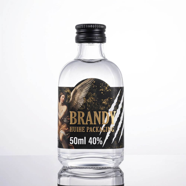 Bouteilles d'alcool carr&eacute;es transparentes en verre de silex de 50 ml